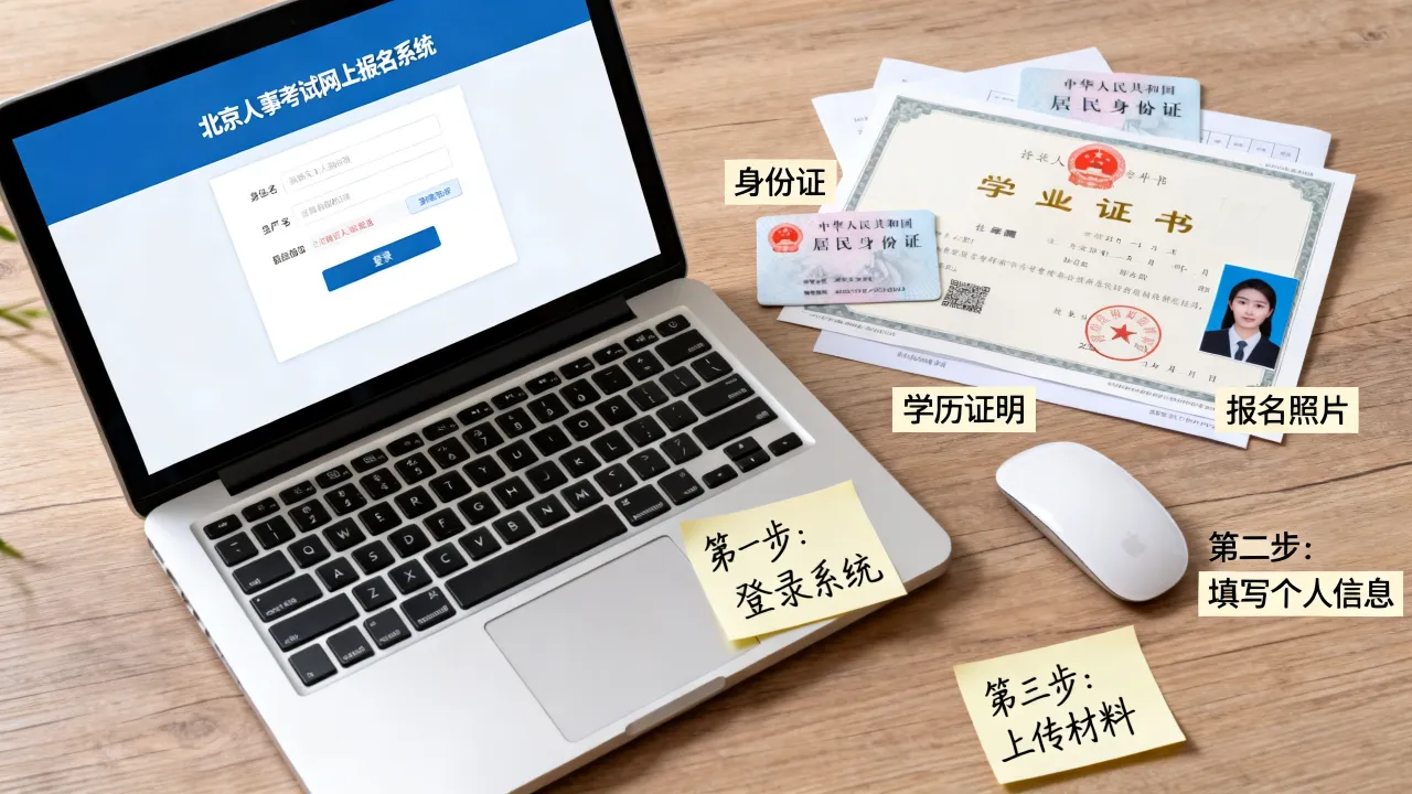 北京人事考试网上报名流程是什么?,需要什么材料