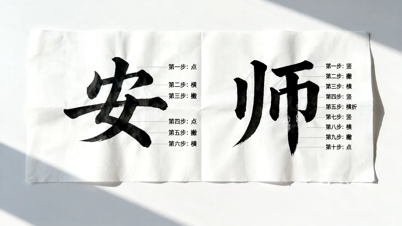 安师怎么写,安师的笔画顺序和正确写法是什么-图1 安师怎么写,安师的笔画顺序和正确写法是什么-图1