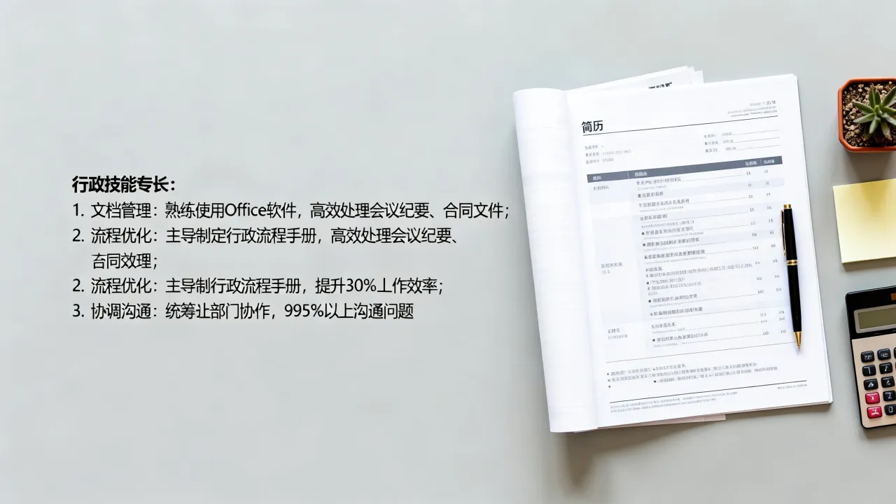 行政技能专长怎么写吸引HR,简历行政岗位专长描述范文