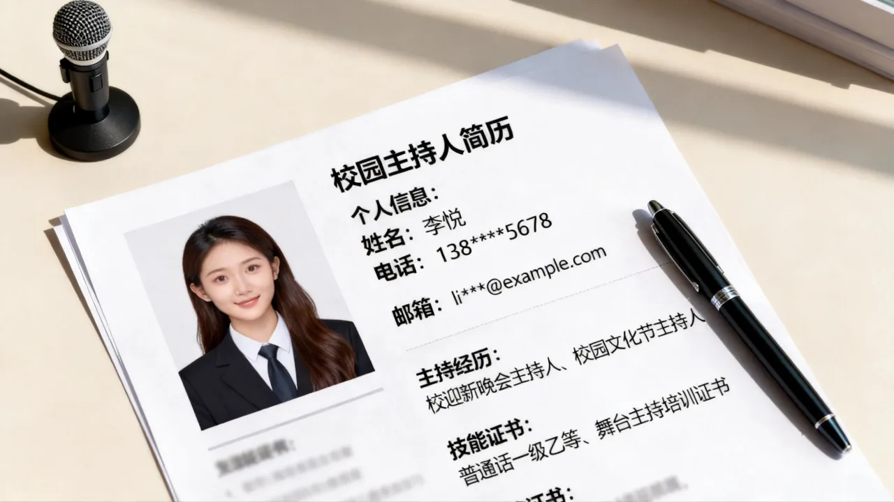 校园主持人简历怎么写,校园主持人简历写作技巧与模板范文-图1 校园主持人简历怎么写,校园主持人简历写作技巧与模板范文-图1