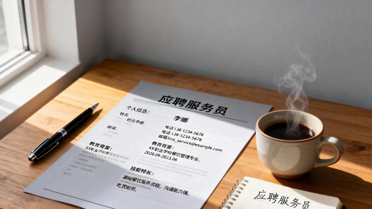 应聘服务员简历怎么写,没有工作经验能写好求职简历吗?-图1 应聘服务员简历怎么写,没有工作经验能写好求职简历吗?-图1