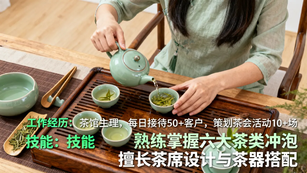 茶艺师简历怎么写,有哪些突出工作经历和技能的技巧?-图3 茶艺师简历怎么写,有哪些突出工作经历和技能的技巧?-图3