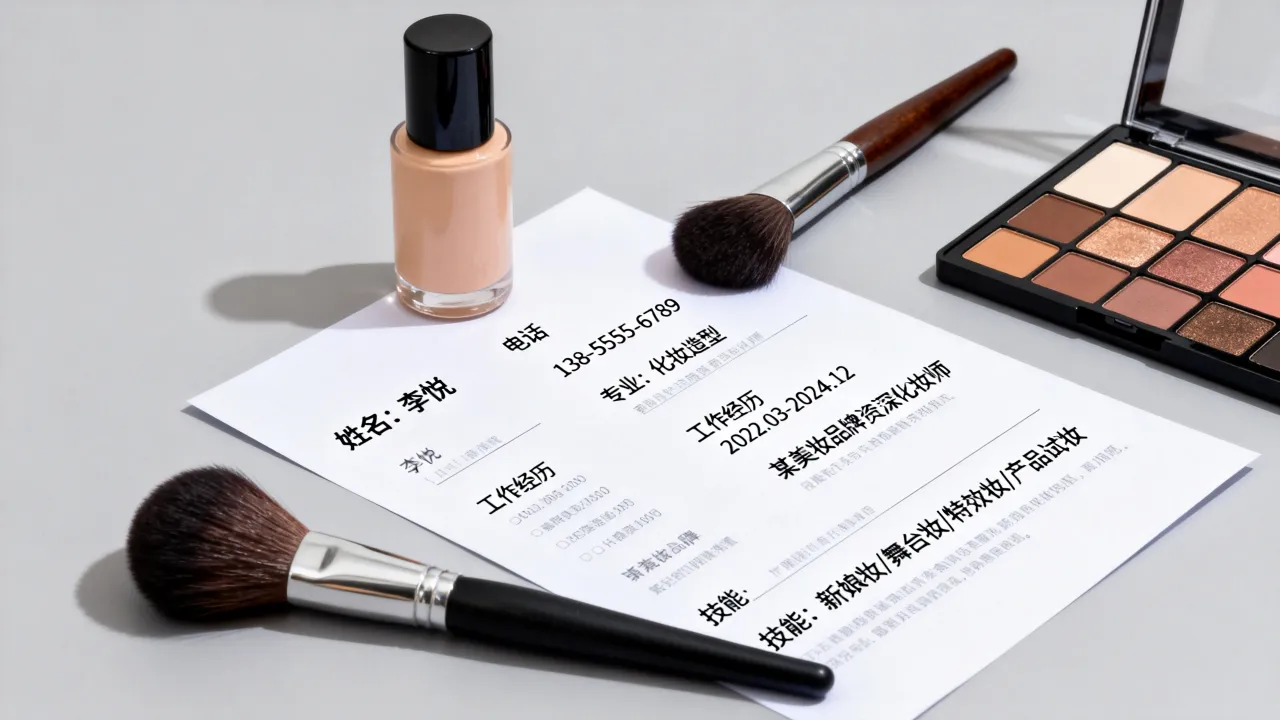 化妆个人简历怎么写,有哪些写作技巧和优秀范文?-图1 化妆个人简历怎么写,有哪些写作技巧和优秀范文?-图1