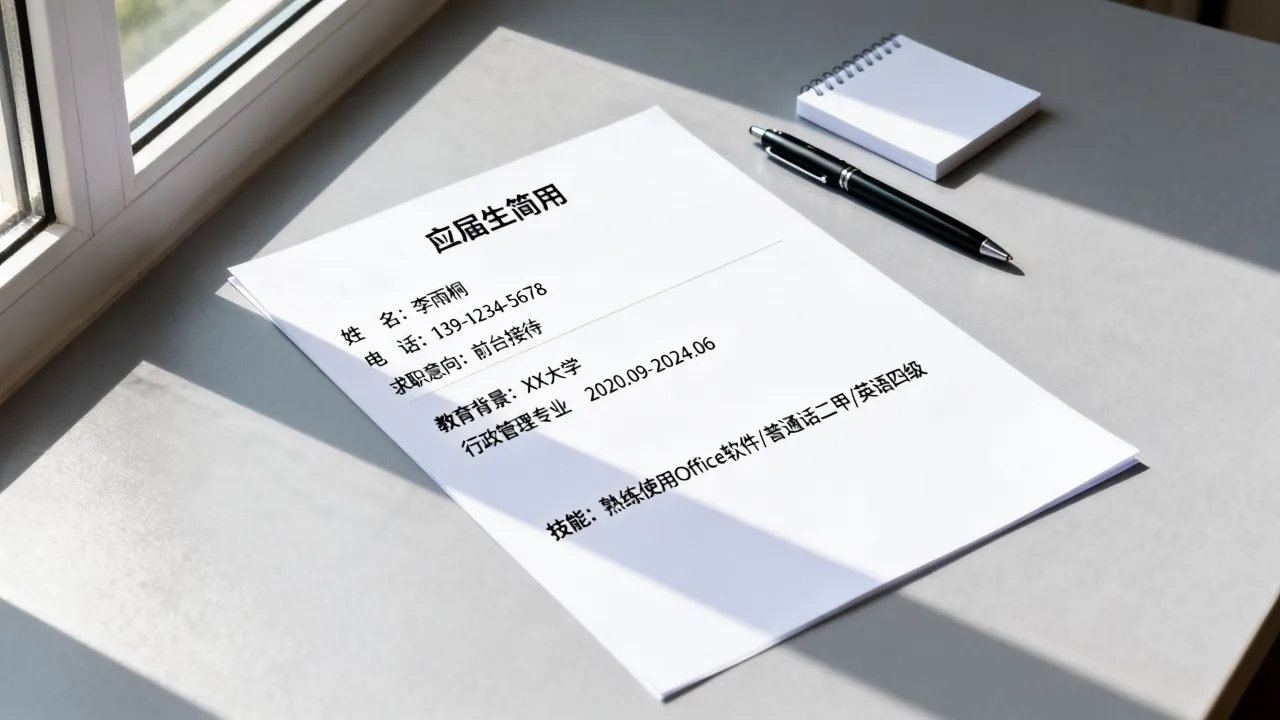 应聘前台的简历怎么写，应届生没有经验怎么写？-图1