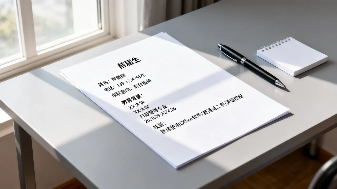应聘前台的简历怎么写，应届生没有经验怎么写？-图2