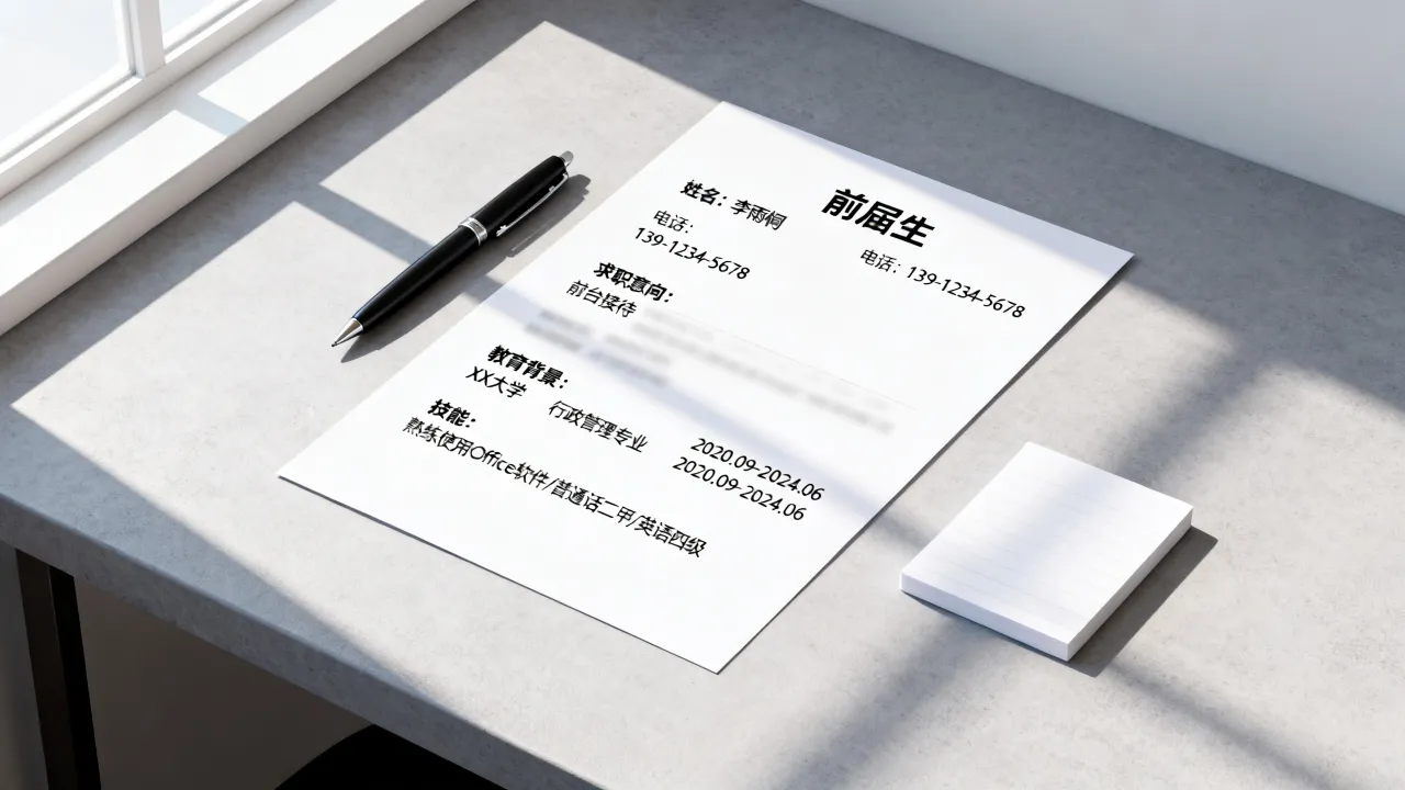 应聘前台的简历怎么写，应届生没有经验怎么写？-图3