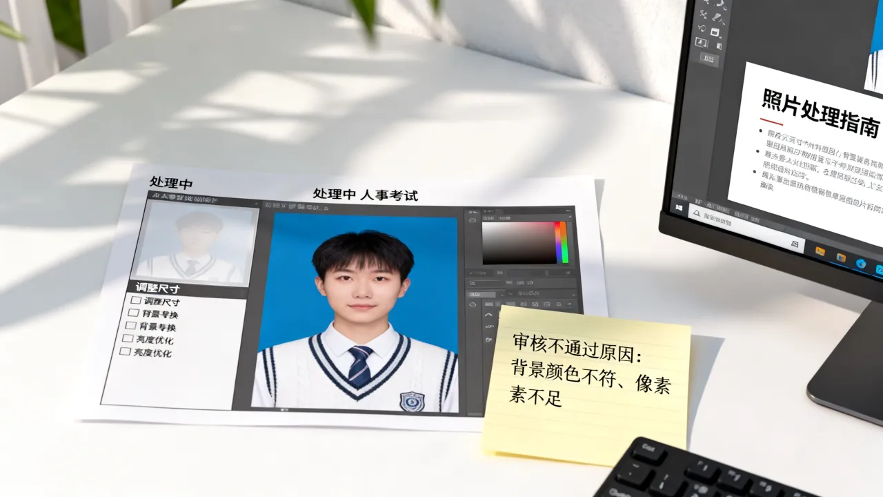 人事考试照片处理怎么做,照片审核不通过怎么办