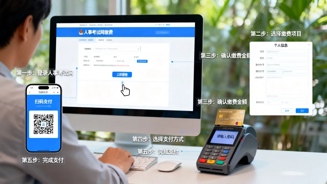 人事考试网缴费怎么操作?网上缴费流程详细步骤
