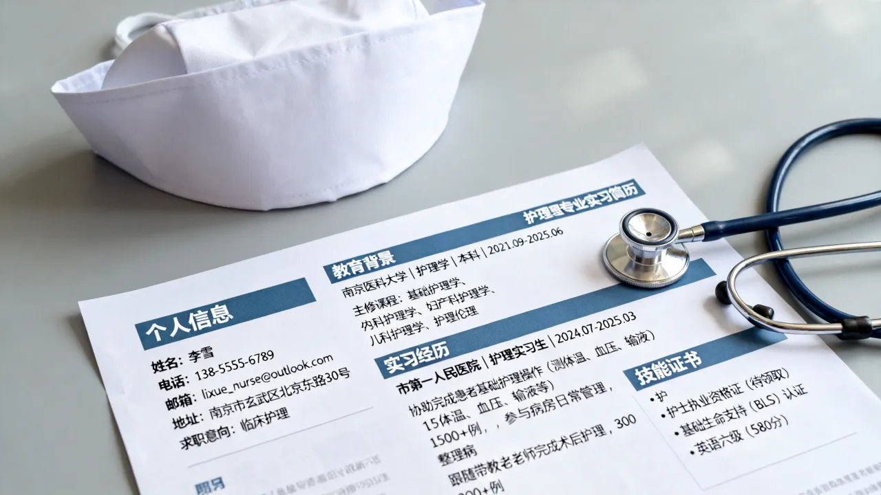 护士实习简历怎么写?2025护理专业实习简历模板范文-图1 护士实习简历怎么写?2025护理专业实习简历模板范文-图1