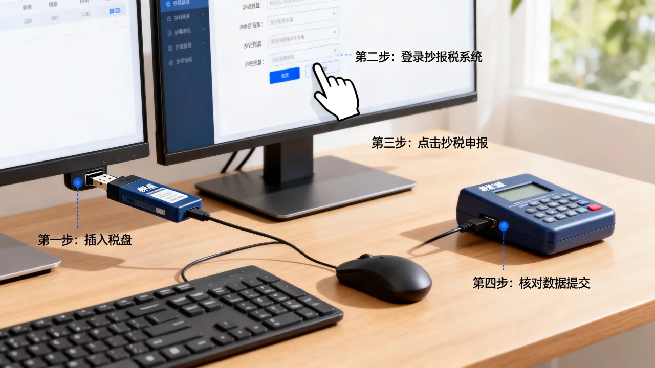 税盘如何抄报税,税控盘抄报税详细流程是什么-图2 税盘如何抄报税,税控盘抄报税详细流程是什么-图2