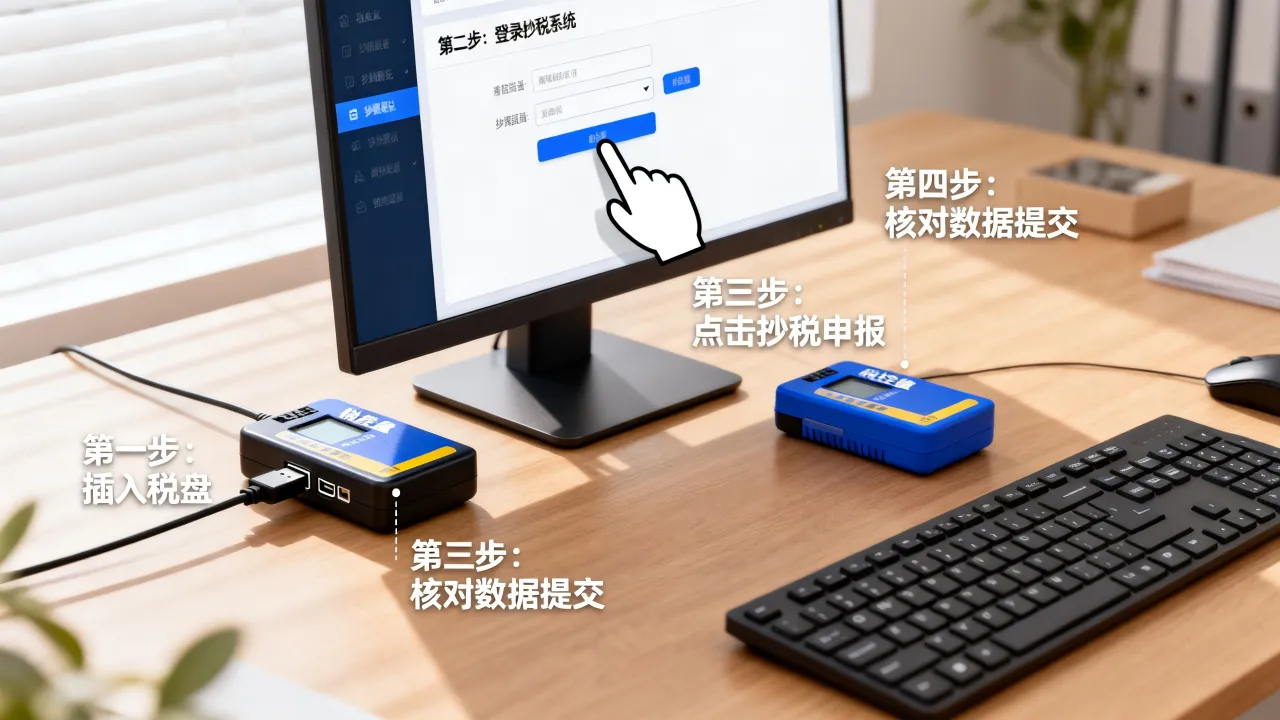税盘如何抄报税,税控盘抄报税详细流程是什么-图3 税盘如何抄报税,税控盘抄报税详细流程是什么-图3