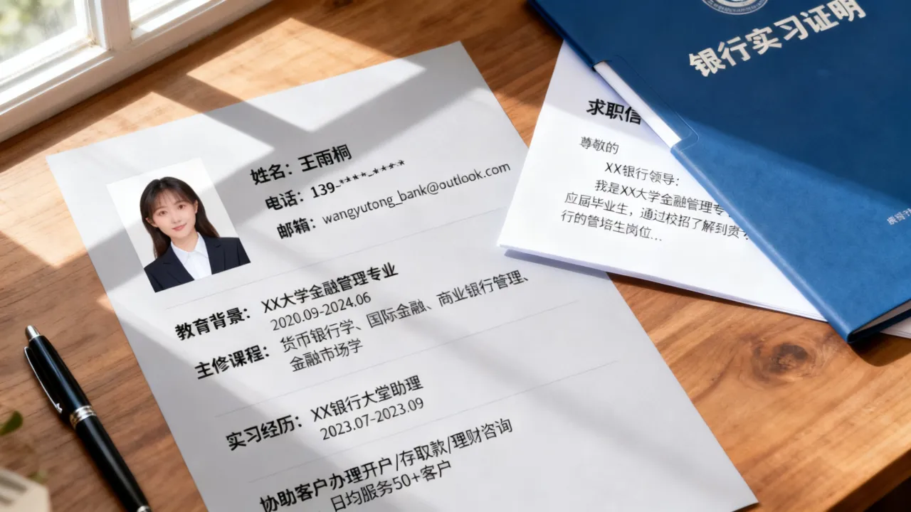 应聘银行怎么写简历，应届生无经验求职信模板-图3