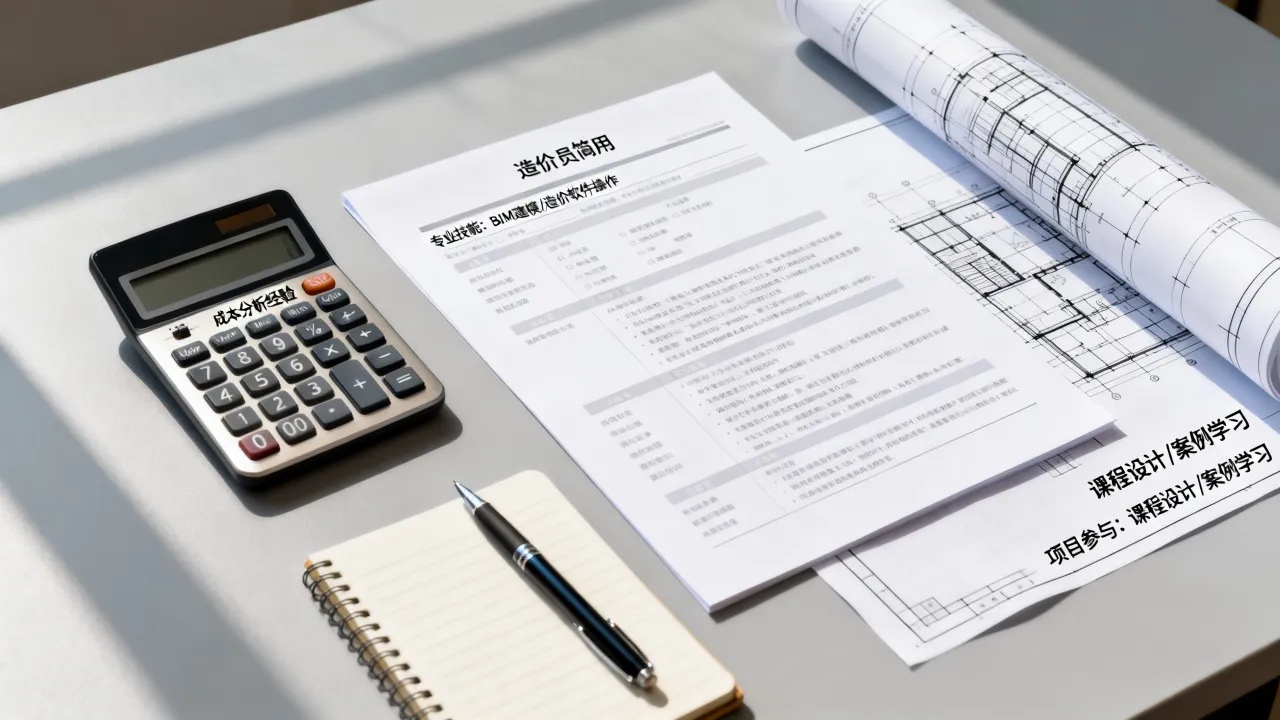 造价员简历怎么写?没有工作经验怎么突出优势?-图2 造价员简历怎么写?没有工作经验怎么突出优势?-图2