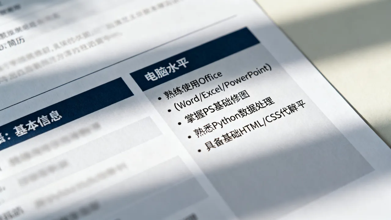 简历中电脑水平怎么写,怎么写才规范且展现个人优势-图1 简历中电脑水平怎么写,怎么写才规范且展现个人优势-图1
