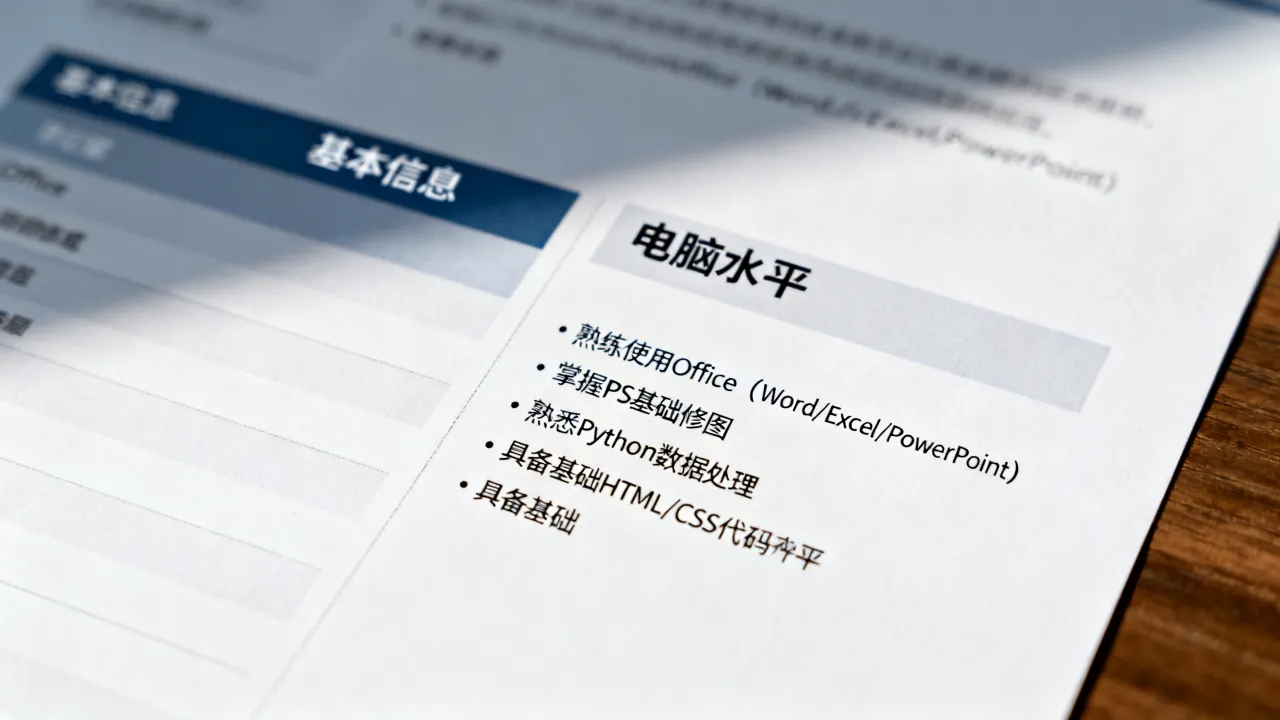 简历中电脑水平怎么写,怎么写才规范且展现个人优势-图2 简历中电脑水平怎么写,怎么写才规范且展现个人优势-图2