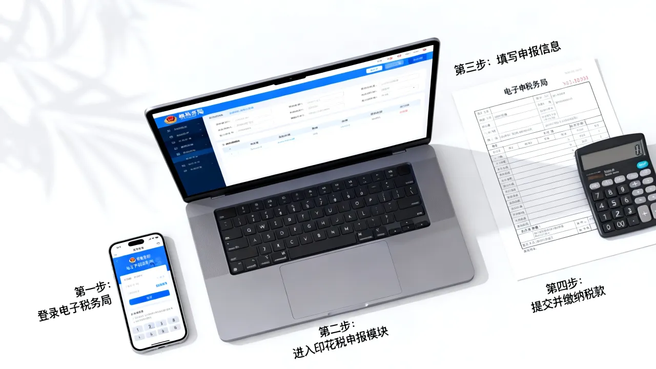 印花税如何网上申报,电子税务局印花税申报流程是什么?
