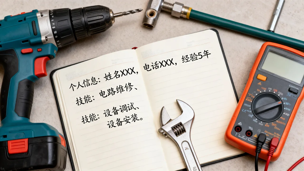 我的氺电工简历怎么写，氺电工简历自我介绍怎么写-图1