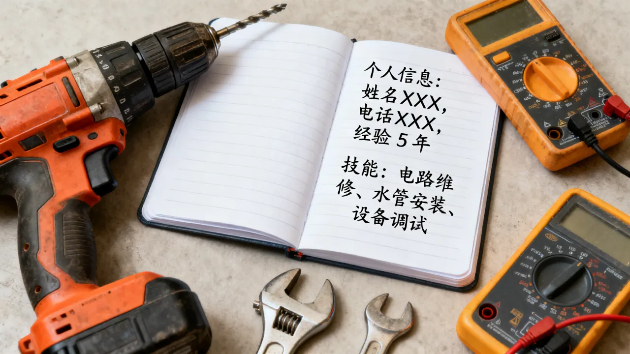 我的氺电工简历怎么写，氺电工简历自我介绍怎么写-图3