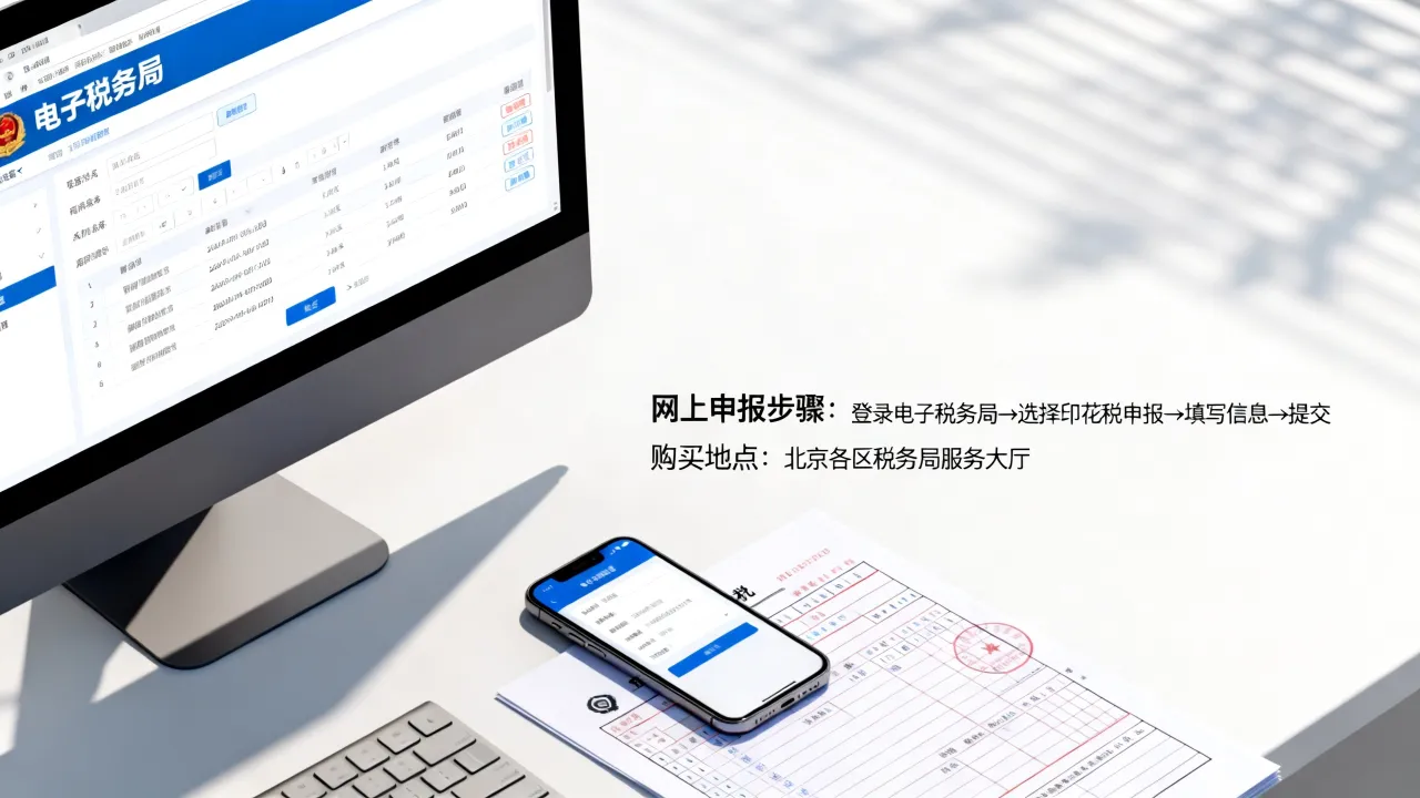 北京印花税如何购买，网上申报的流程和地点是什么
