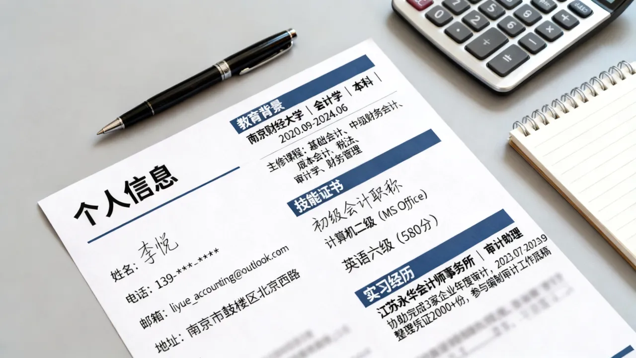 会计毕业生简历怎么写?应届生无经验如何突出优势?-图2 会计毕业生简历怎么写?应届生无经验如何突出优势?-图2