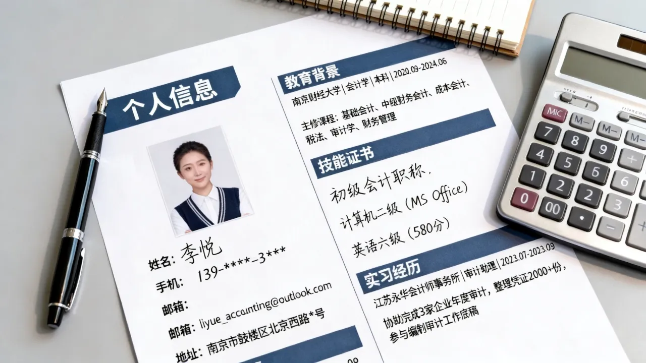 会计毕业生简历怎么写?应届生无经验如何突出优势?-图3 会计毕业生简历怎么写?应届生无经验如何突出优势?-图3