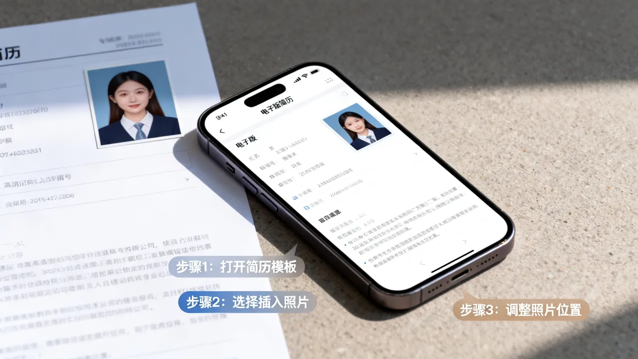电子版简历怎么弄照片,手机怎么给电子版简历加照片?