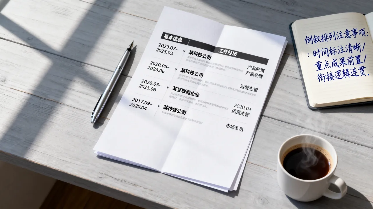 简历倒叙怎么写,工作经历倒序排列需要注意什么?-图1 简历倒叙怎么写,工作经历倒序排列需要注意什么?-图1