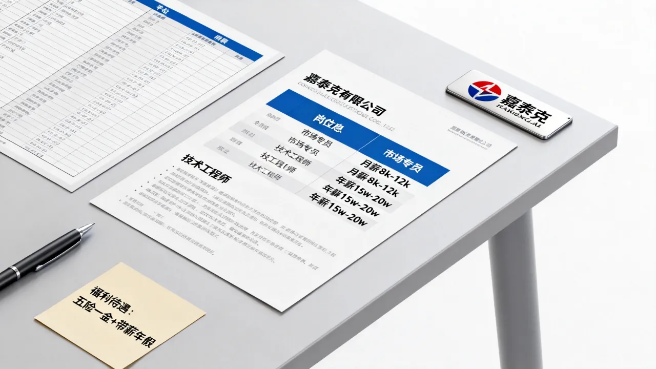 嘉兴泰克有限公司招聘岗位有哪些,薪资待遇怎么样