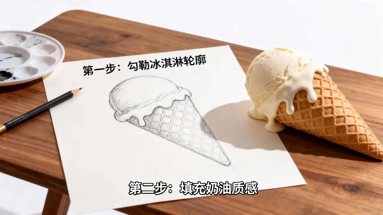 冰淇淋怎么画作文,好看又简单的画法步骤