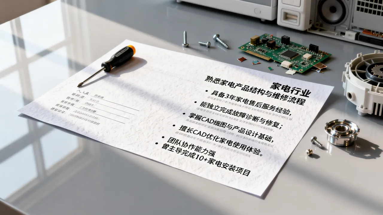 电器简历怎么写,家电行业求职简历自我评价怎么写?
