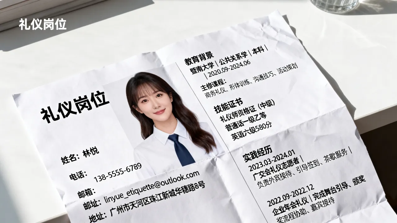 礼仪简历怎么写,应聘礼仪岗位简历该突出什么技能?-图2 礼仪简历怎么写,应聘礼仪岗位简历该突出什么技能?-图2