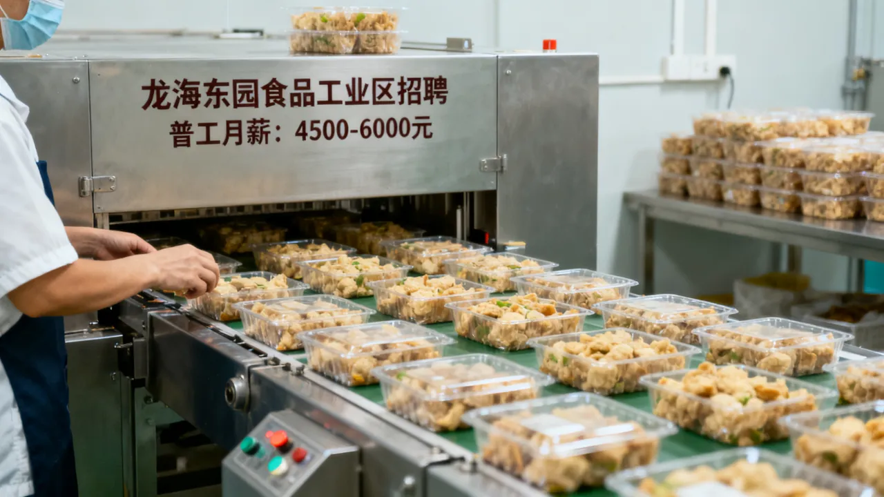 龙海东园食品工业区招聘靠谱吗，食品厂普工月薪多少？