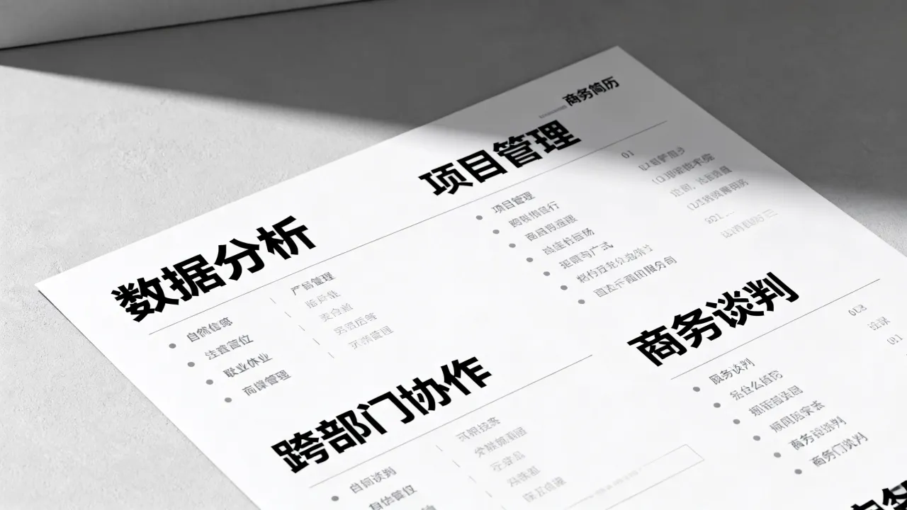 商务简历技能怎么写?哪些技能最受招聘方青睐?-图1 商务简历技能怎么写?哪些技能最受招聘方青睐?-图1