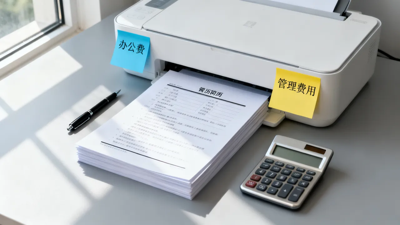 打印简历怎么做账,打印简历费用计入管理费用还是办公费?