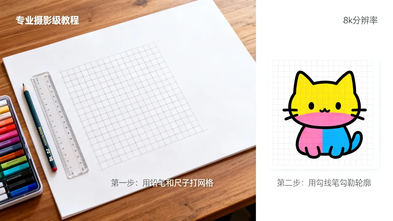 网格画怎么画教程?零基础手绘网格画步骤详解,新手必学技巧-图1 网格画怎么画教程?零基础手绘网格画步骤详解,新手必学技巧-图1