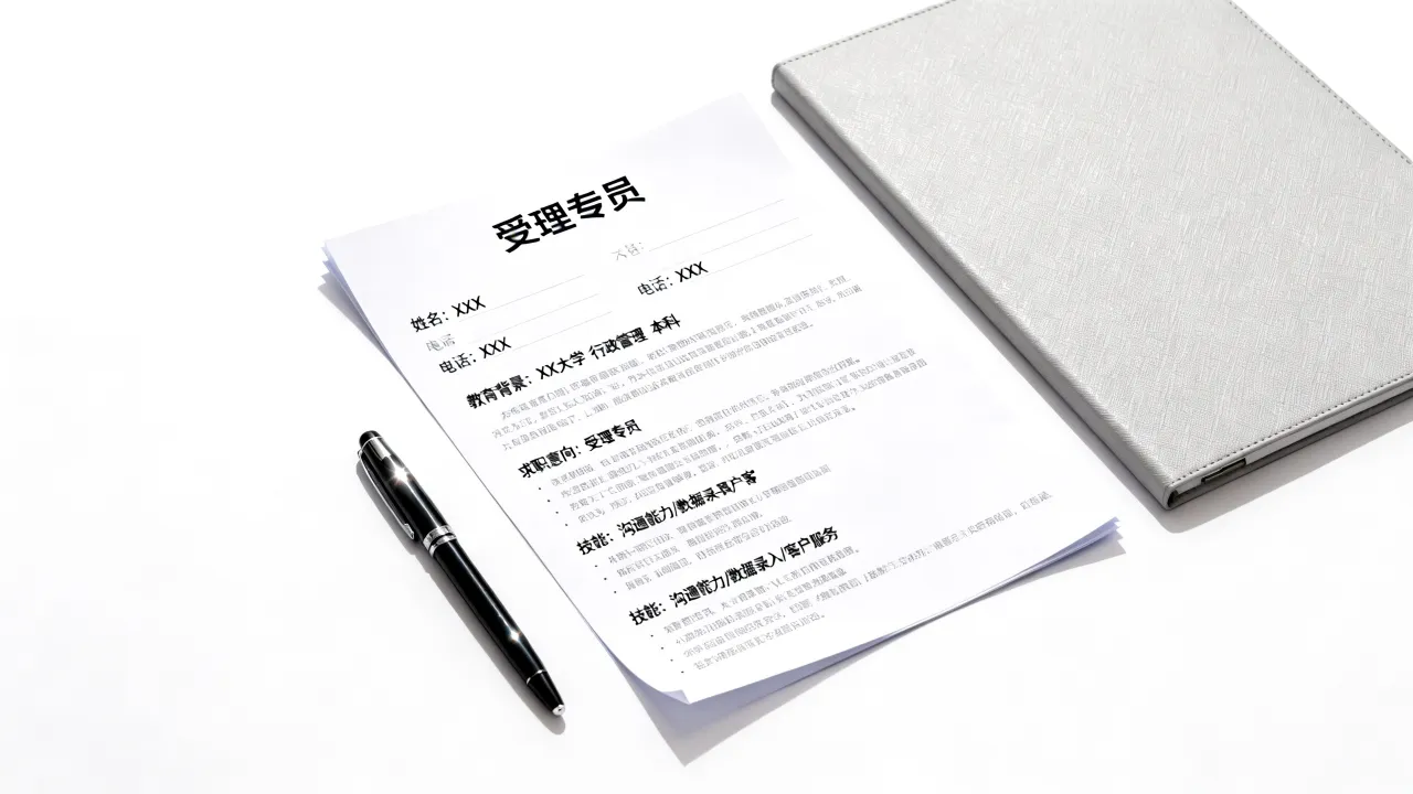 受理专员简历怎么写?零经验如何突出优势?-图1 受理专员简历怎么写?零经验如何突出优势?-图1
