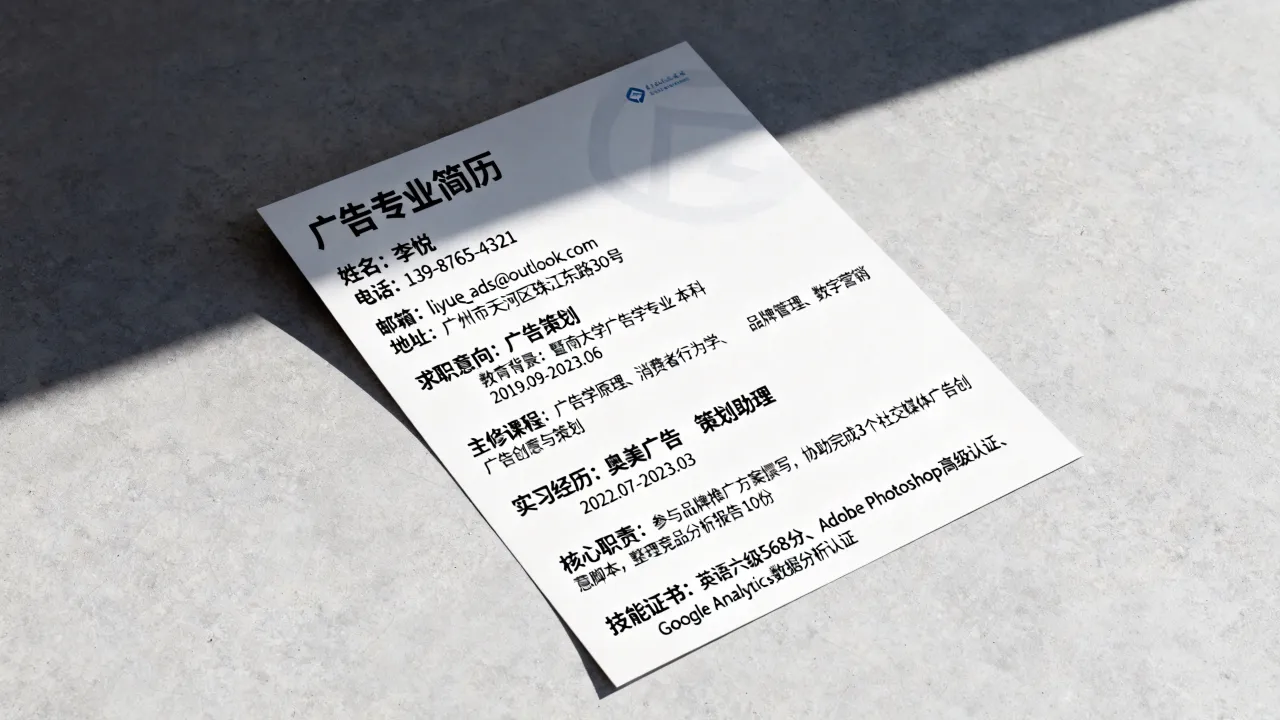 广告专业简历怎么写，广告专业简历范文模板有哪些