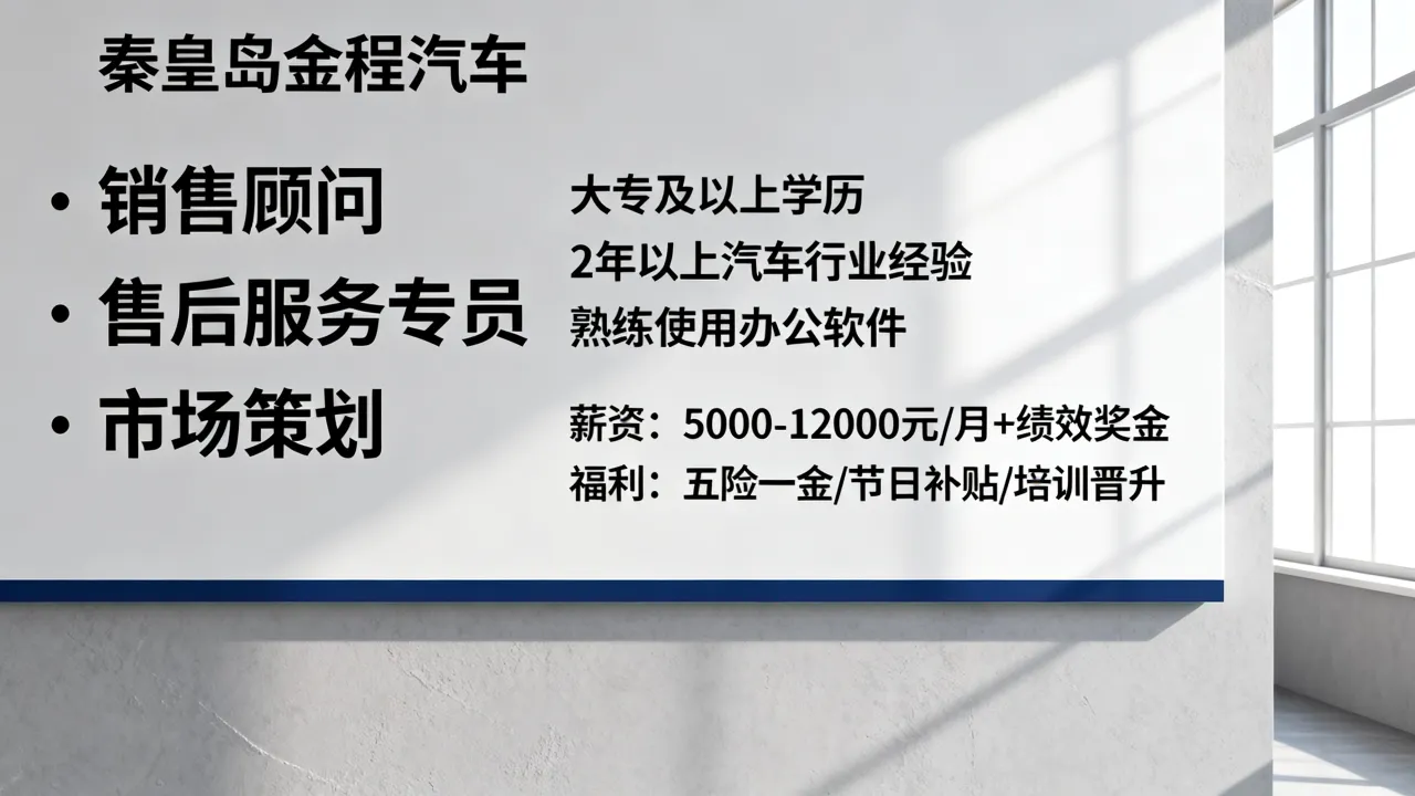秦皇岛金程汽车招聘有哪些岗位,金程汽车招聘条件薪资待遇怎么样?