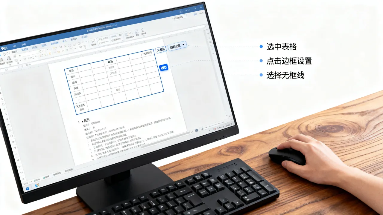 简历框线怎么去除，Word中简历表格边框线怎么一键删除-图3