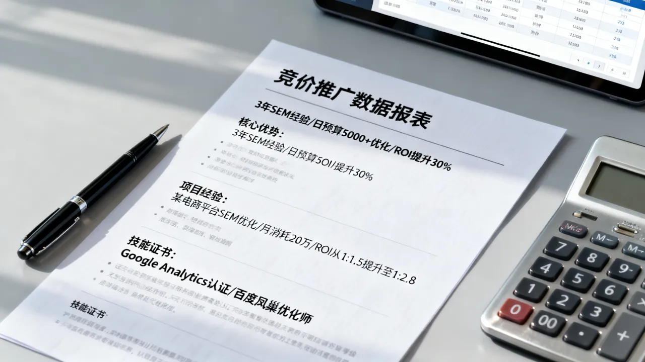 竞价经理简历怎么写才能突出优势?,竞价推广岗位简历制作技巧