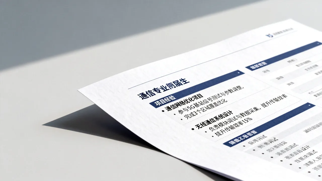 简历中通信怎么写，通信专业应届生简历项目经验怎么写
