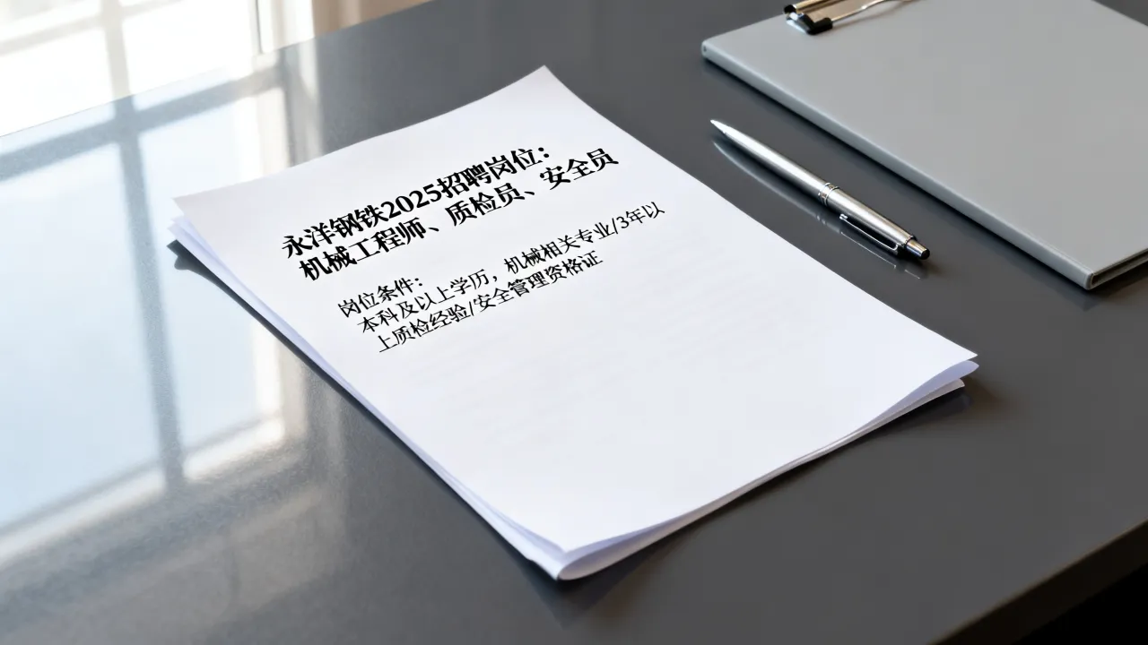 永洋钢铁有限公司招聘信息有哪些,永洋钢铁2025招聘岗位及条件?-图1 永洋钢铁有限公司招聘信息有哪些,永洋钢铁2025招聘岗位及条件?-图1