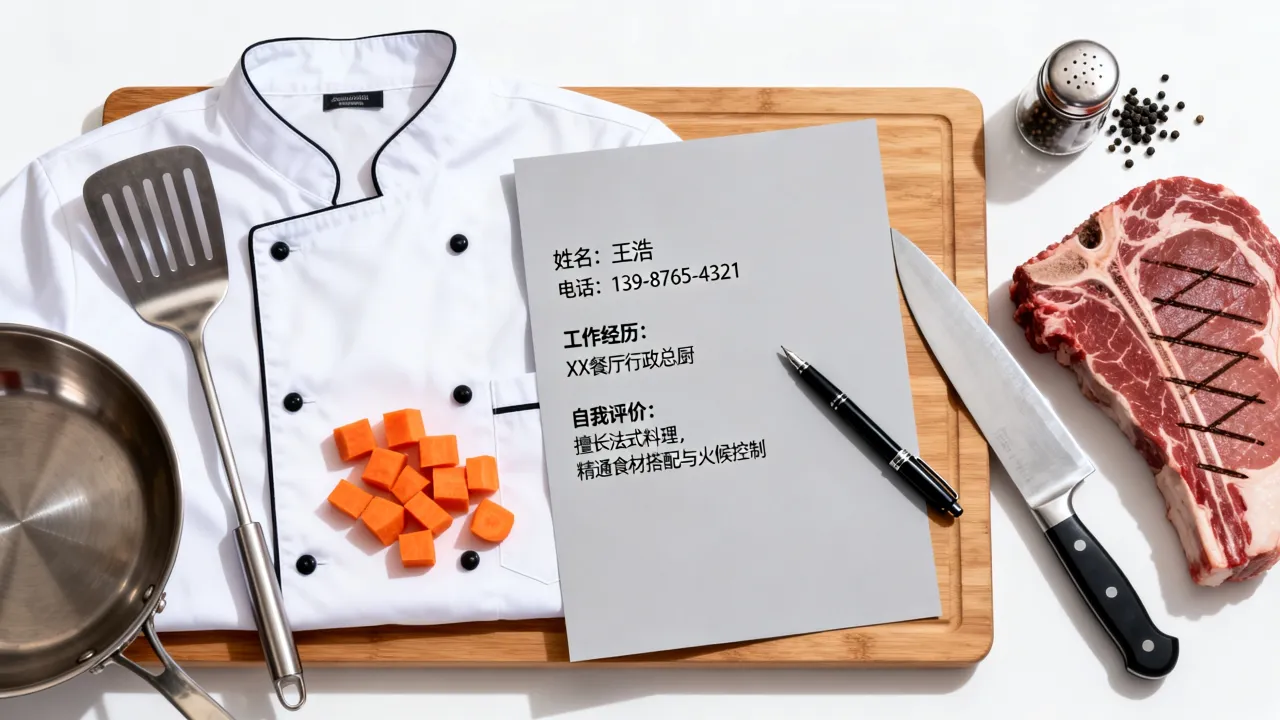 厨师自我简历怎么写,厨师个人简历模板范文自我评价怎么写?-图2 厨师自我简历怎么写,厨师个人简历模板范文自我评价怎么写?-图2