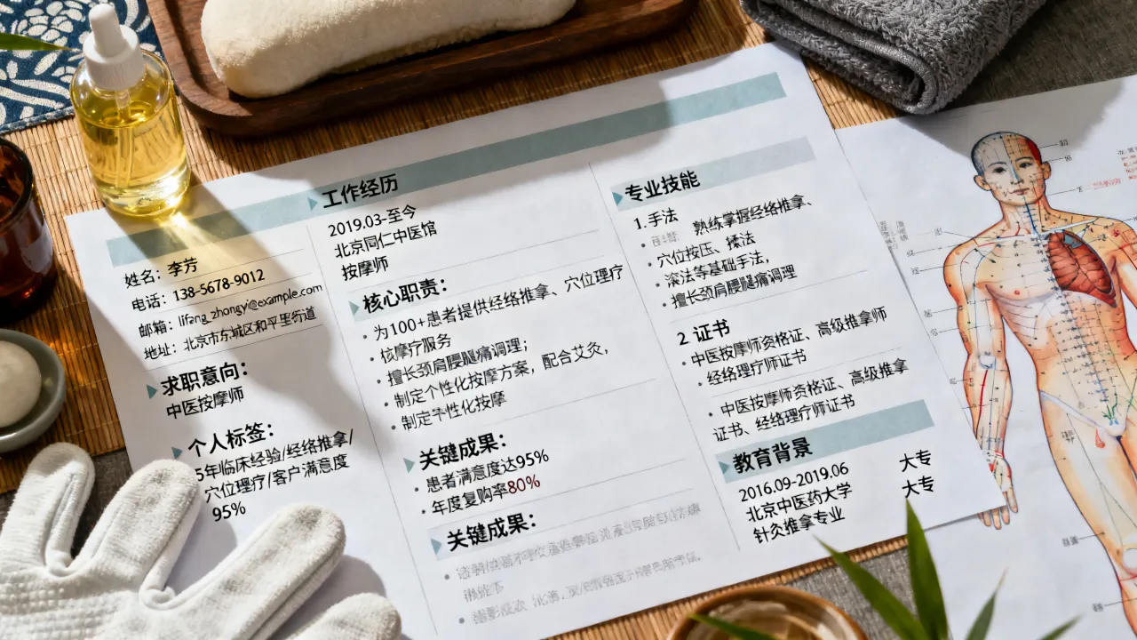 中医按摩简历怎么写,有哪些技巧和模板,助你轻松获面试机会