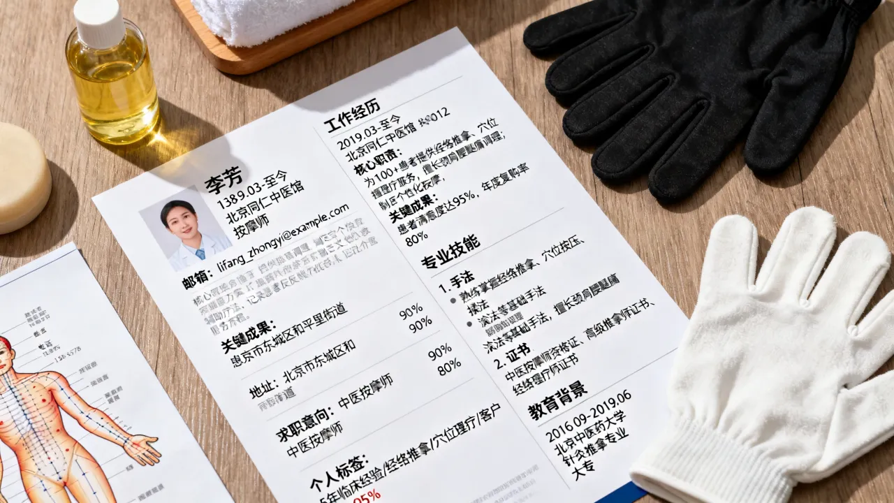 中医按摩简历怎么写,有哪些技巧和模板,助你轻松获面试机会-图2 中医按摩简历怎么写,有哪些技巧和模板,助你轻松获面试机会-图2