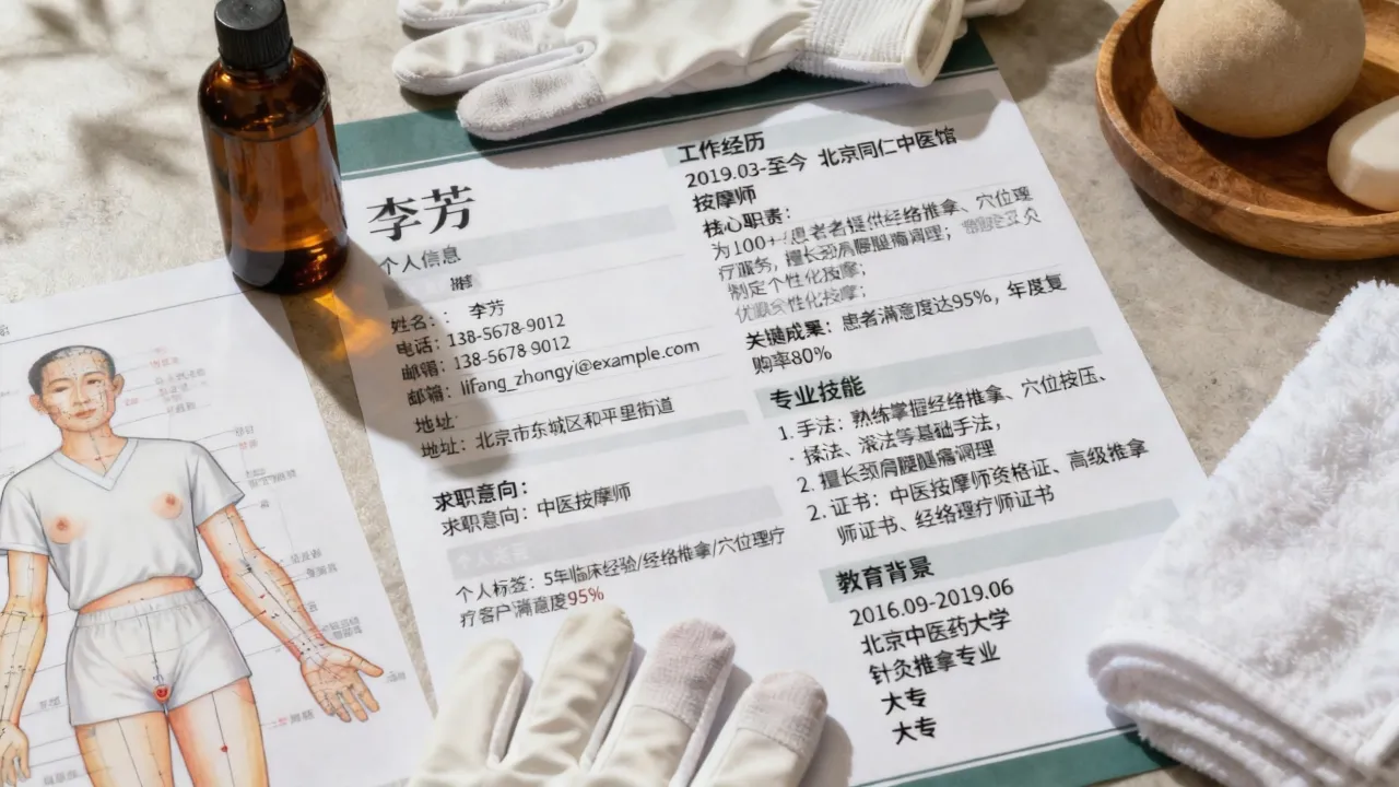 中医按摩简历怎么写,有哪些技巧和模板,助你轻松获面试机会-图3 中医按摩简历怎么写,有哪些技巧和模板,助你轻松获面试机会-图3