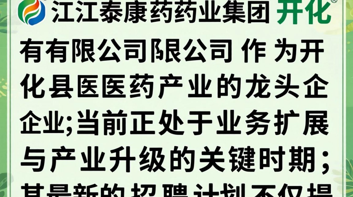 开化泰康药业招聘最新消息,开化泰康药业招什么岗位?-图1 开化泰康药业招聘最新消息,开化泰康药业招什么岗位?-图1