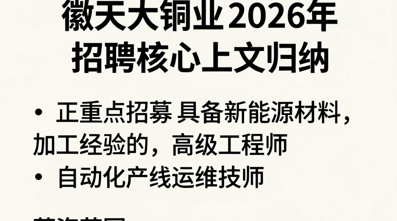 安徽天大铜业招聘，安徽天大铜业最新招聘岗位及要求