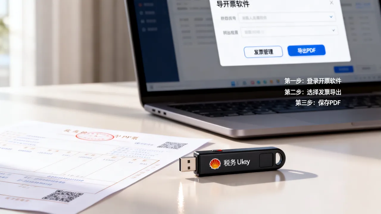 如何下载电子发票，税务Ukey开票软件导出PDF步骤？-图1
